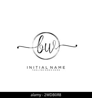 BW Initial handwriting logo with circle Stock Vector