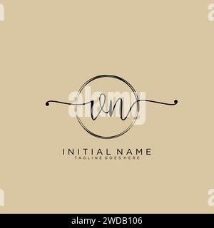 VN Initial handwriting logo with circle Stock Vector