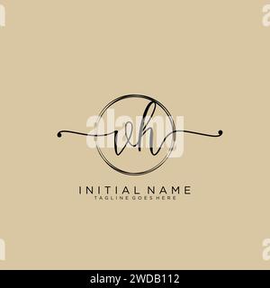 VH Initial handwriting logo with circle Stock Vector