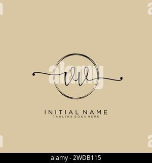 VV Initial handwriting logo with circle Stock Vector