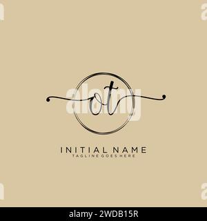 OT Initial handwriting logo with circle Stock Vector