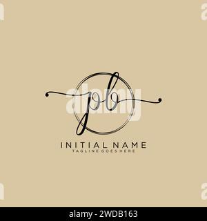 PB Initial handwriting logo with circle Stock Vector