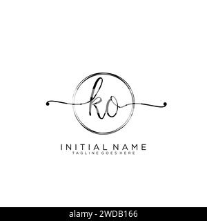 KO Initial handwriting logo with circle Stock Vector