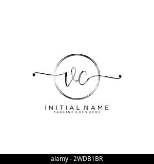 VC Initial handwriting logo with circle Stock Vector