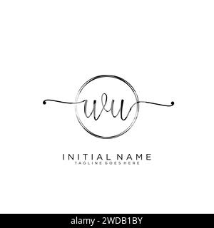 WU Initial handwriting logo with circle Stock Vector