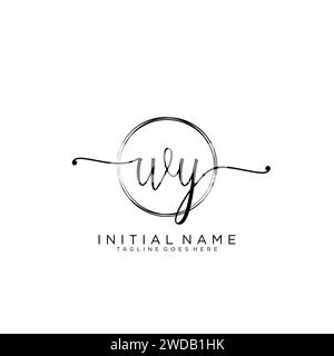 WY Initial handwriting logo with circle Stock Vector