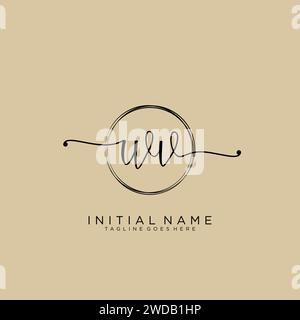 WV Initial handwriting logo with circle Stock Vector