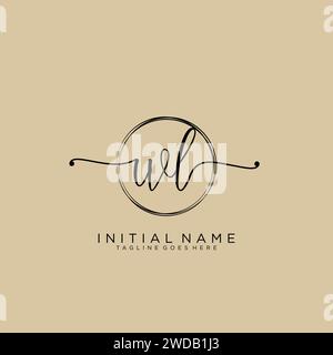 WL Initial handwriting logo with circle Stock Vector