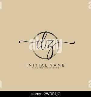 DZ Initial handwriting logo with circle Stock Vector