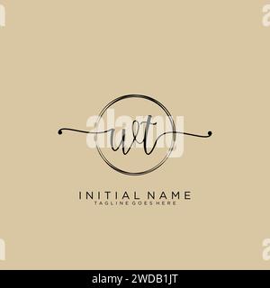 WT Initial handwriting logo with circle Stock Vector