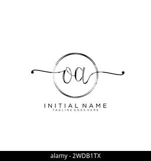 OA Initial handwriting logo with circle Stock Vector