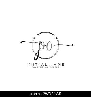 PO Initial handwriting logo with circle Stock Vector