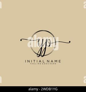 YP Initial handwriting logo with circle Stock Vector