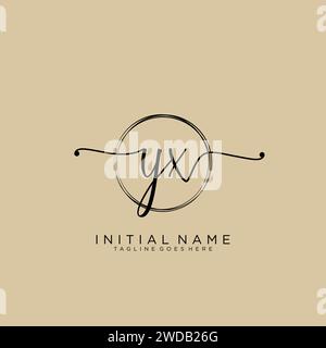 YX Initial handwriting logo with circle Stock Vector