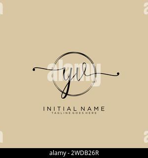 YV Initial handwriting logo with circle Stock Vector