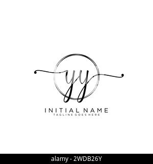 YY Initial handwriting logo with circle Stock Vector