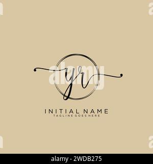 YR Initial handwriting logo with circle Stock Vector
