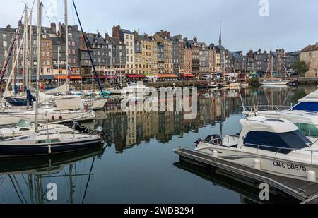 View of the harbor in Honfleur, Normandy, France Stock Photo