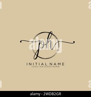 PH Initial handwriting logo with circle Stock Vector