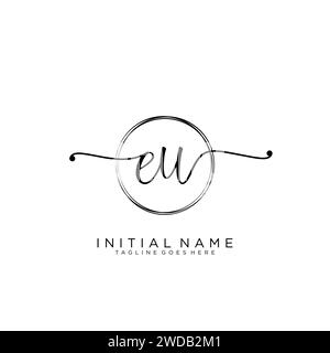 EU Initial handwriting logo with circle Stock Vector