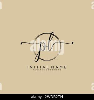 PL Initial handwriting logo with circle Stock Vector