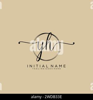 YH Initial handwriting logo with circle Stock Vector