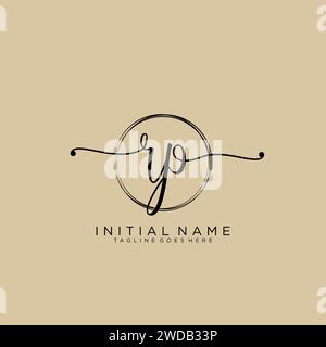 RP Initial handwriting logo with circle Stock Vector