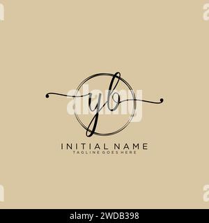 YB Initial handwriting logo with circle Stock Vector
