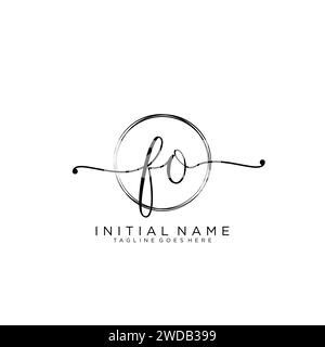 FO Initial handwriting logo with circle Stock Vector