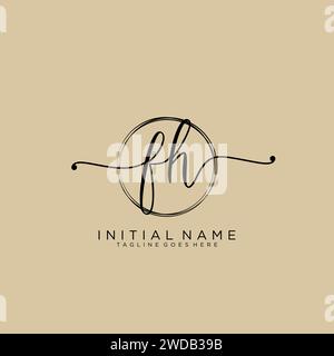 FH Initial handwriting logo with circle Stock Vector