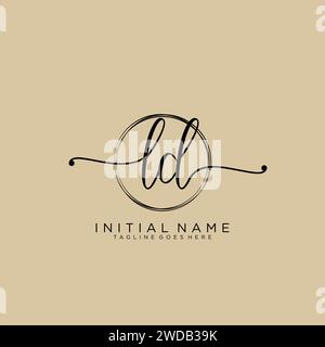 LD Initial handwriting logo with circle Stock Vector