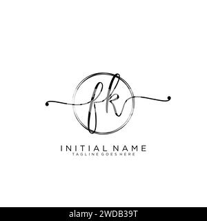 FK Initial handwriting logo with circle Stock Vector