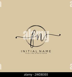 FN Initial handwriting logo with circle Stock Vector