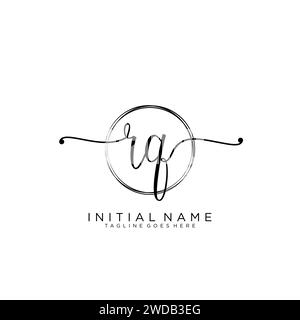 RQ Initial handwriting logo with circle Stock Vector