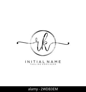 RK Initial handwriting logo with circle Stock Vector