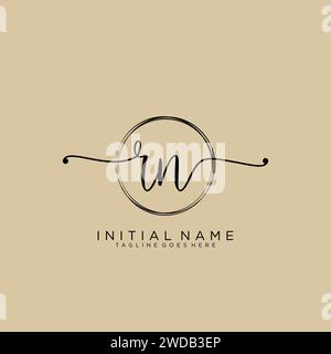 RN Initial handwriting logo with circle Stock Vector