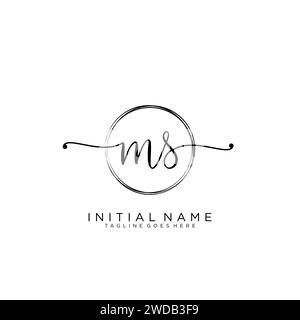 MS Initial handwriting logo with circle Stock Vector