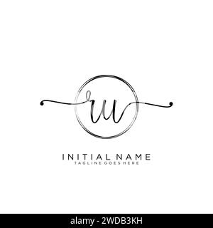 RU Initial handwriting logo with circle Stock Vector