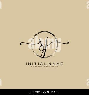 SJ Initial handwriting logo with circle Stock Vector