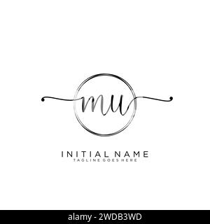 MU Initial handwriting logo with circle Stock Vector