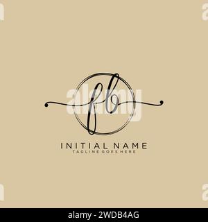 FB Initial handwriting logo with circle Stock Vector