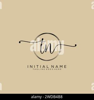 TN Initial handwriting logo with circle Stock Vector
