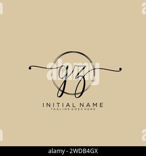 GZ Initial handwriting logo with circle Stock Vector