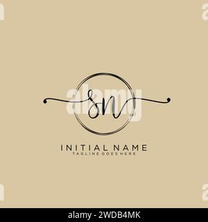 SN Initial handwriting logo with circle Stock Vector
