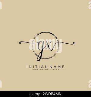 GX Initial handwriting logo with circle Stock Vector