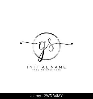 GS Initial handwriting logo with circle Stock Vector