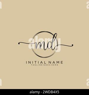 MD Initial handwriting logo with circle Stock Vector
