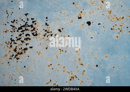 Detail of blue painted rusted metal sheet grunge texture Stock Photo