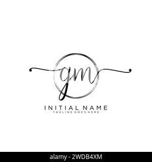 GM Initial handwriting logo with circle Stock Vector