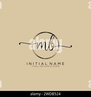 MB Initial handwriting logo with circle Stock Vector